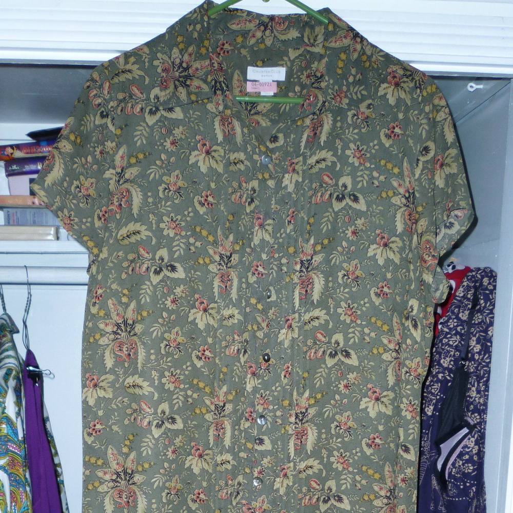 Charter Club 14W full dress olive floral lined